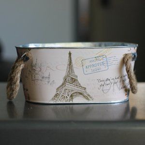 Paris Decor Metal Bucket with Rope Handles